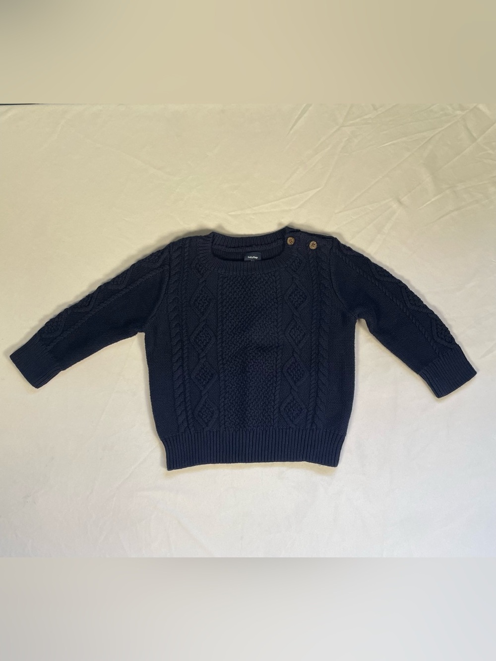 Baby Gap Navy 100% Cotton Cable Knit Crewneck Sweater 12-18 Months NWT